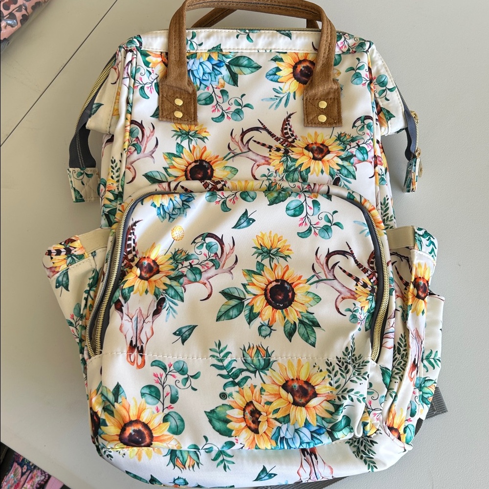 Floral Sunflower Diaper Backpack